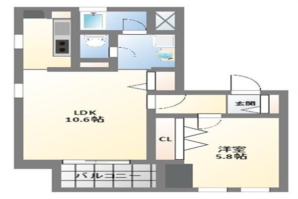 アライアンス船場(1LDK/10階)の間取り写真