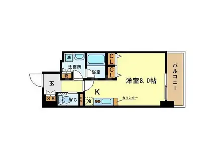 アーバネックス北浜(ワンルーム/3階)の間取り写真