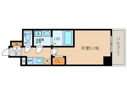 エスリード難波セントラル(1K/11階)の間取り写真