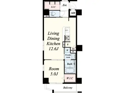 ブルグ真田山(1LDK/3階)の間取り写真