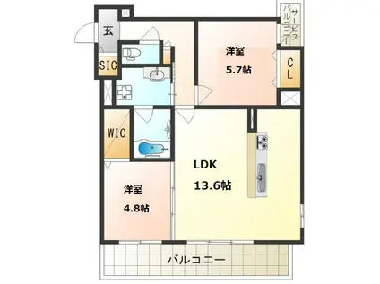 ユープテリア天王寺(1SLDK/5階)の間取り写真