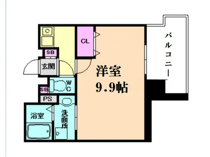 エスリード福島駅前第2(1K/10階)の間取り写真