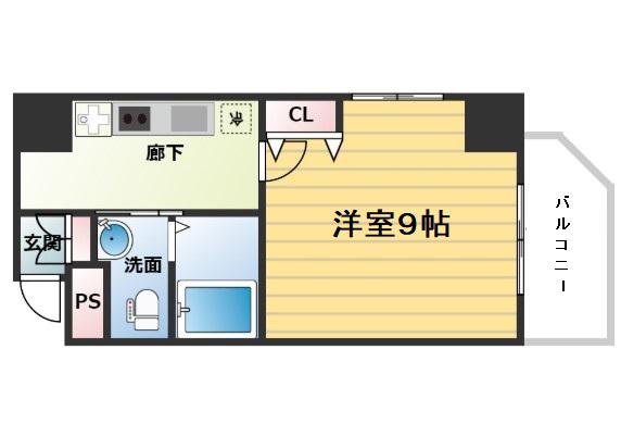 ヴィラタワー谷町(1K/6階)の間取り写真