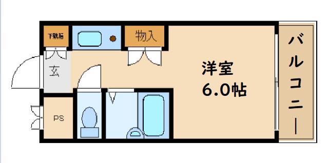 エムロード玉造(ワンルーム/4階)の間取り写真