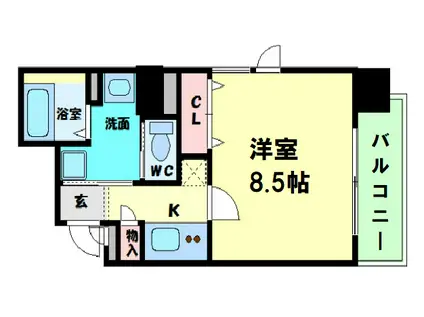 ルクレ西長堀(1K/6階)の間取り写真