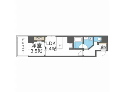 ICUBE森ノ宮(1LDK/1階)の間取り写真