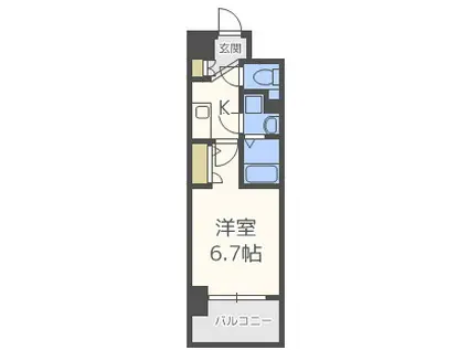 セレニテ心斎橋グランデ(1K/3階)の間取り写真