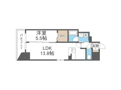 レジュールアッシュ谷町四丁目グランクラス(1LDK/5階)の間取り写真