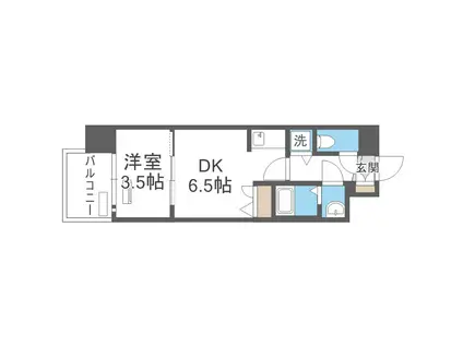 スワンズシティ新大阪プライム(1DK/3階)の間取り写真
