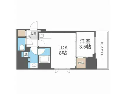 ルフォンプログレ堺筋本町タワーレジデンス(1LDK/6階)の間取り写真