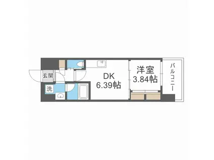 プレジオ松屋町(1DK/7階)の間取り写真