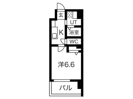 ワールドアイ大阪城イーストⅡ(1K/2階)の間取り写真