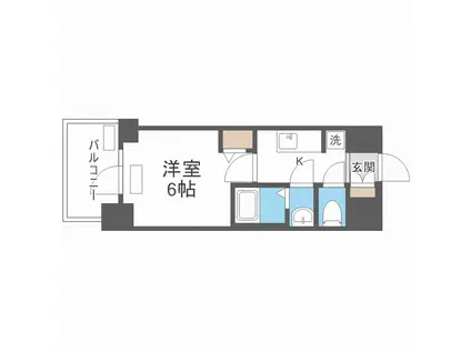 プレサンス松屋町ヴェルデス(1K/13階)の間取り写真