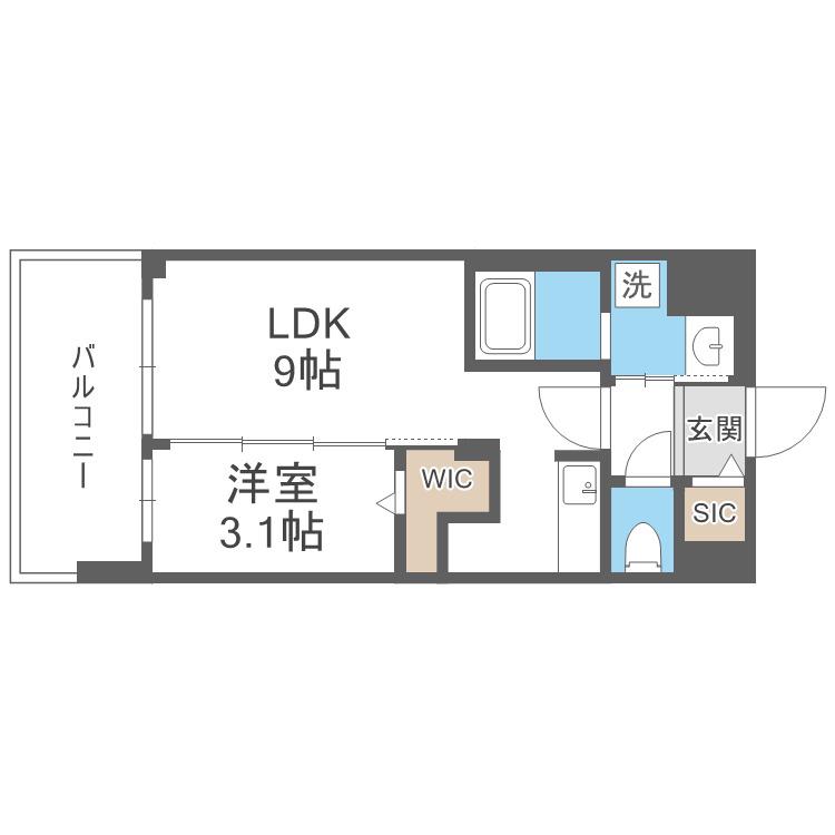 ATTIRANT西三国(1LDK/5階)の間取り写真