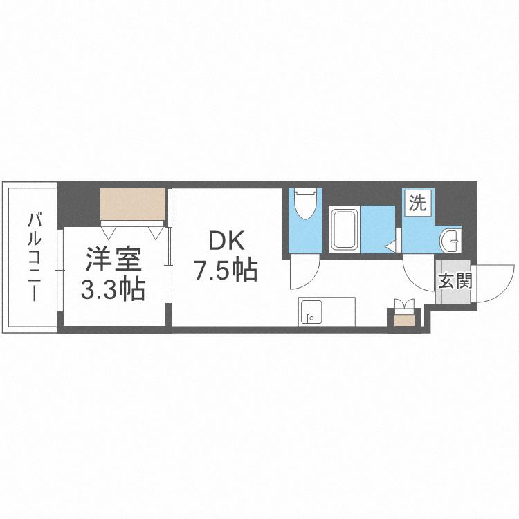 アーバンパーク弁天町(1DK/2階)の間取り写真