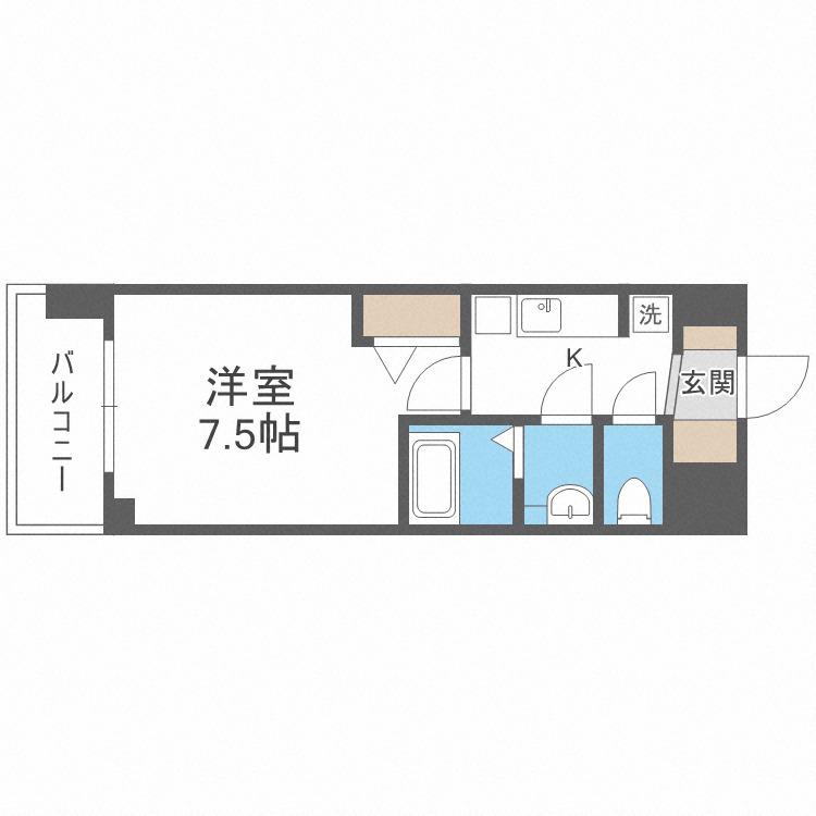 スプランディッド難波サウス(1K/3階)の間取り写真