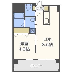 アニマーレ長堀(1LDK/5階)の間取り写真