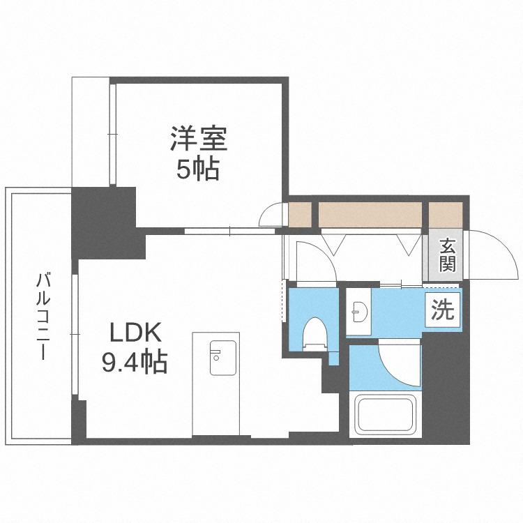 WAVE ON HORIE TOWER(1LDK/3階)の間取り写真