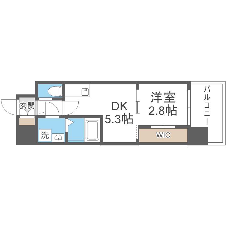 セレニテ難波ミラク参番館(1DK/9階)の間取り写真