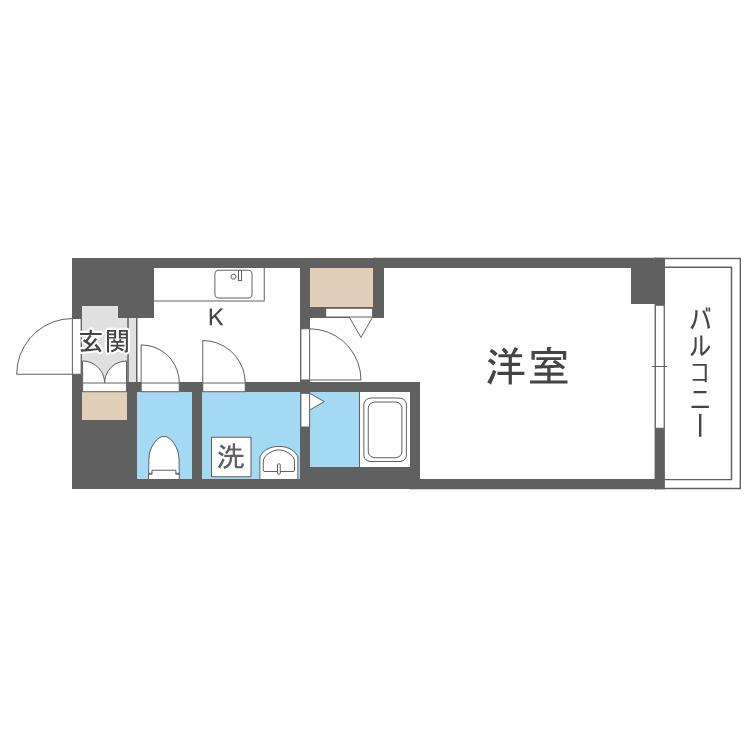 エスリード ザ・カレント大阪(1K/6階)の間取り写真