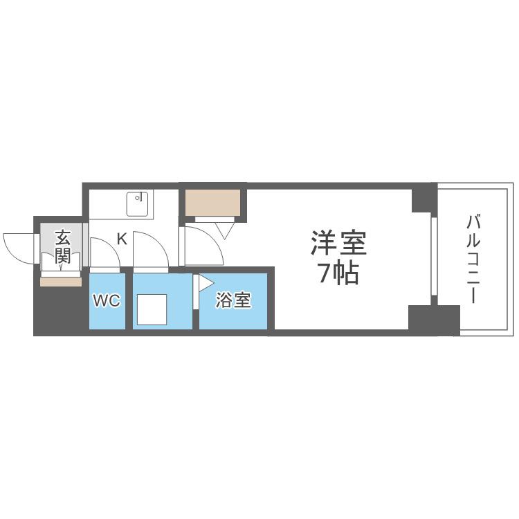 ファステート難波デラックス(1K/7階)の間取り写真