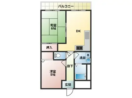 藤ハイツ(2DK/3階)の間取り写真