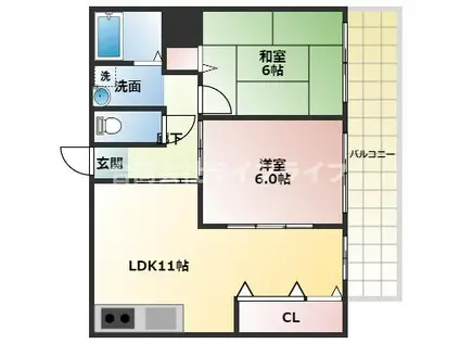 今里ハイツ(2LDK/2階)の間取り写真
