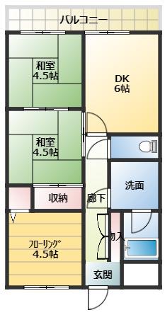 ベルシーダ筒井(3DK/2階)の間取り写真