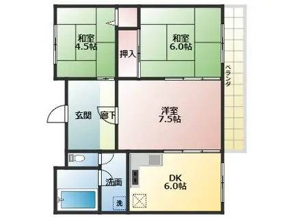 クィーン魚昌(3DK/3階)の間取り写真