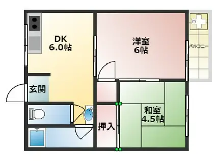 二上マンション(2DK/2階)の間取り写真