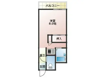 エルミタージュ(1K/2階)の間取り写真