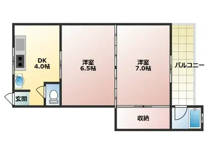 松井マンション2号棟(2DK/3階)の間取り写真