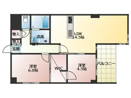 サンローゼ竜田川(2LDK/2階)の間取り写真