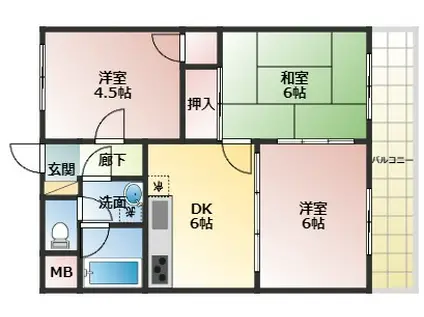 ル・ソレイユ結崎(3DK/2階)の間取り写真
