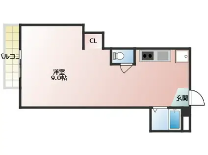 グランフォレスト(ワンルーム/1階)の間取り写真