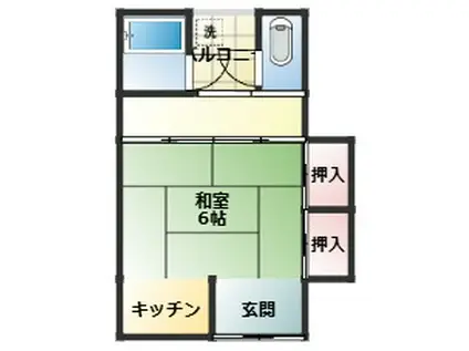 近鉄吉野線 下市口駅 徒歩10分 1階建 築56年(2K)の間取り写真
