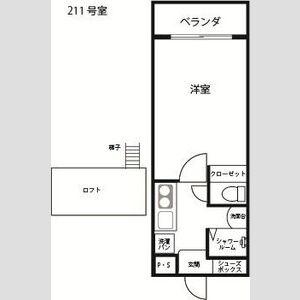 亀井参号館(1K/2階)の間取り写真