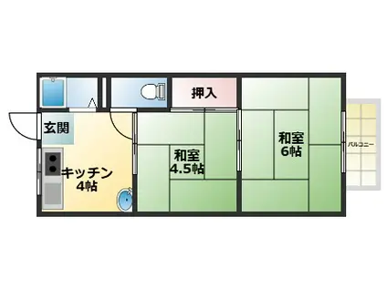 もりた荘(2DK/2階)の間取り写真