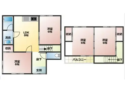 和歌山線 志都美駅 徒歩17分 2階建 築46年(4DK)の間取り写真