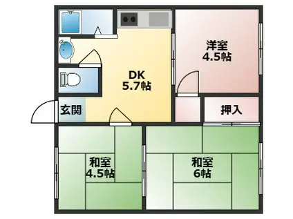 池上荘(3K/2階)の間取り写真