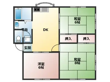 ハイツ斑鳩法隆寺(3DK/2階)の間取り写真
