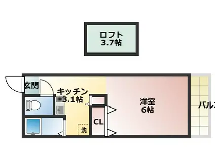 エルミタージュ(1K/1階)の間取り写真