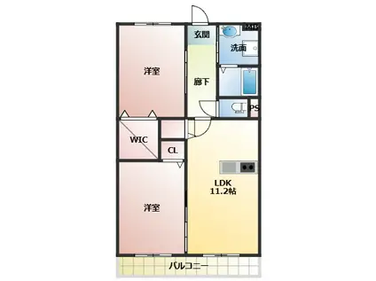 RELACION YUJ(2LDK/2階)の間取り写真