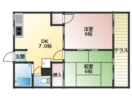 レピュート北野(2DK/1階)の間取り写真