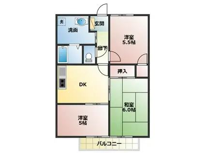 コージーコート橿原(3DK/2階)の間取り写真