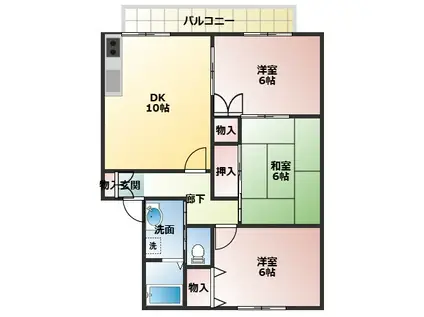 ラフィーネB(3DK/2階)の間取り写真