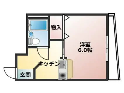 五位堂片岡マンション(1K/2階)の間取り写真