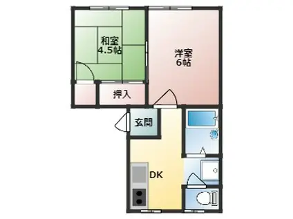 シティハイツコスモ(2DK/1階)の間取り写真