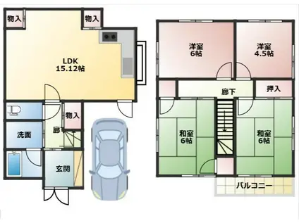 桜井線 三輪駅 徒歩10分 2階建 築45年(4LDK)の間取り写真