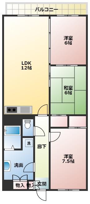ラ・シェーヌ(3LDK/1階)の間取り写真